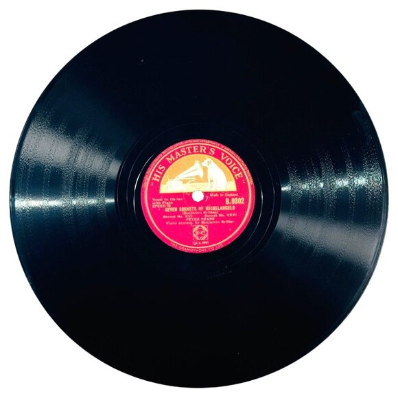 Peter Pears Seven Sonnets Of Michelangelo 10in Shellac 78 RPM HMV B.9302 Vintage - Picture 3 of 4